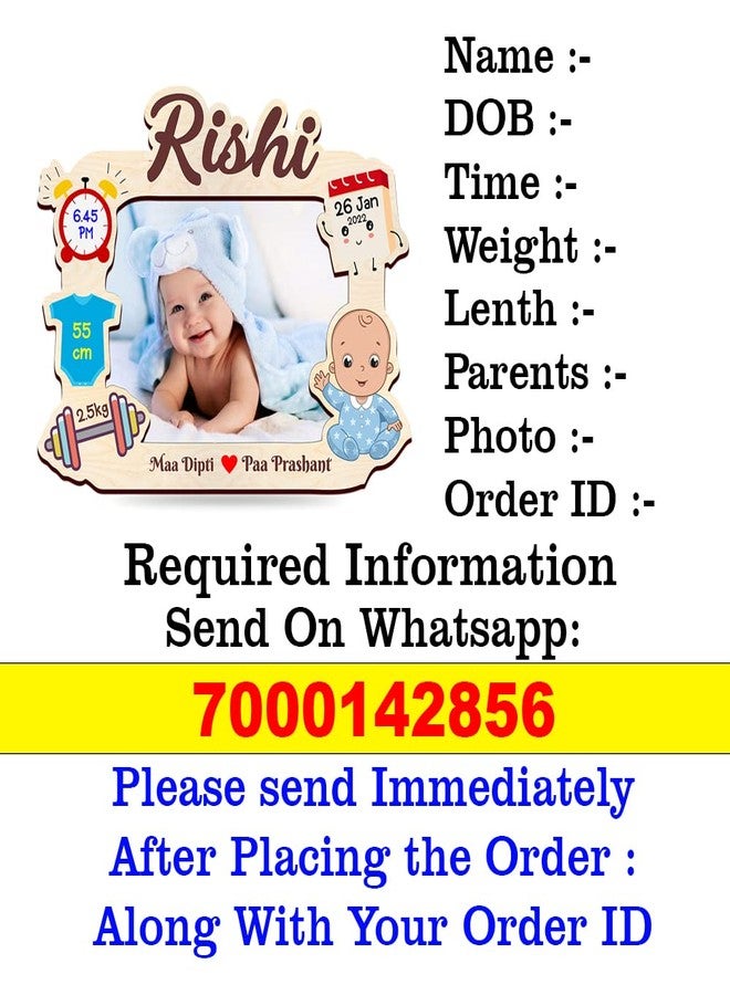 DEEP PRINT Personalize New Born Baby Frame || Multi Color Printed || Original Birch Wood || 10 X 8 Inch - Image 2